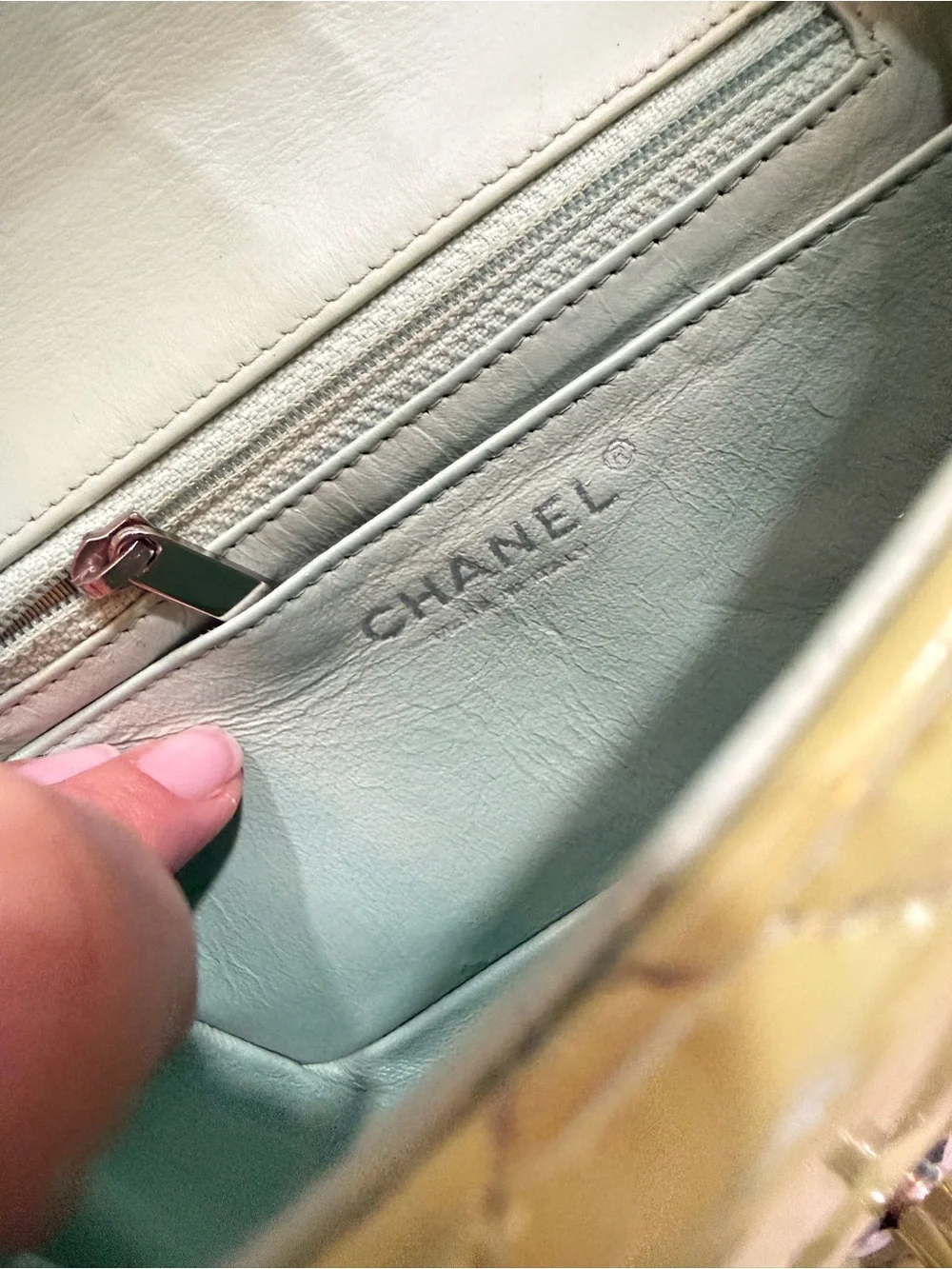 CHANEL Quilted Patent Leather Mini Flap Bag in Lime